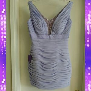 JJS House Sleeveless Party Dress. Sequin Pleated Dress. Violet Short Dress.